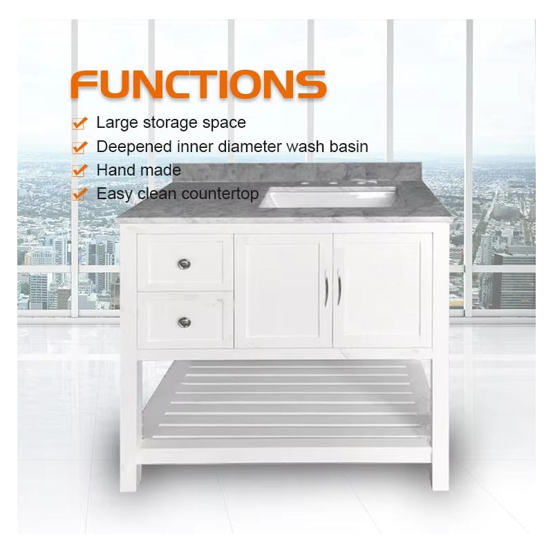 Supernalway Furniture 48 inches white color vanity tops bathroom cabinets contemporary and minimalist styled vanity bathroom vanityies